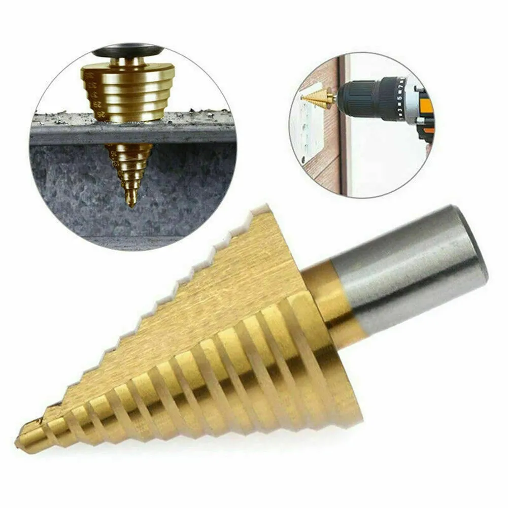 

Titanium Drill Bit Tool 5-35mm Bit Cone Cutter Drill HSS Hole Shank Step