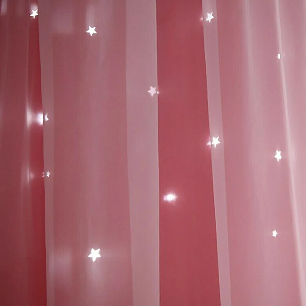 

1x2m Window Tulle curtains for living room bedroom Two-layer blackout curtains hollow curtain nordic star ins wind curtain Pink