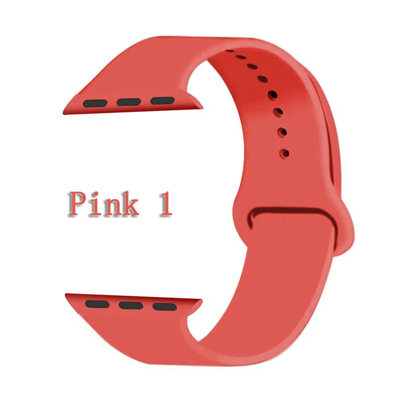 Pink Oulucci Одноцветный ремешок для apple watch 38 мм/40 мм/42 мм/44 мм спортивный ремешок силиконовый ремешок аксессуары для apple watch 5/4/3/2/1 - Цвет ремешка: Pink