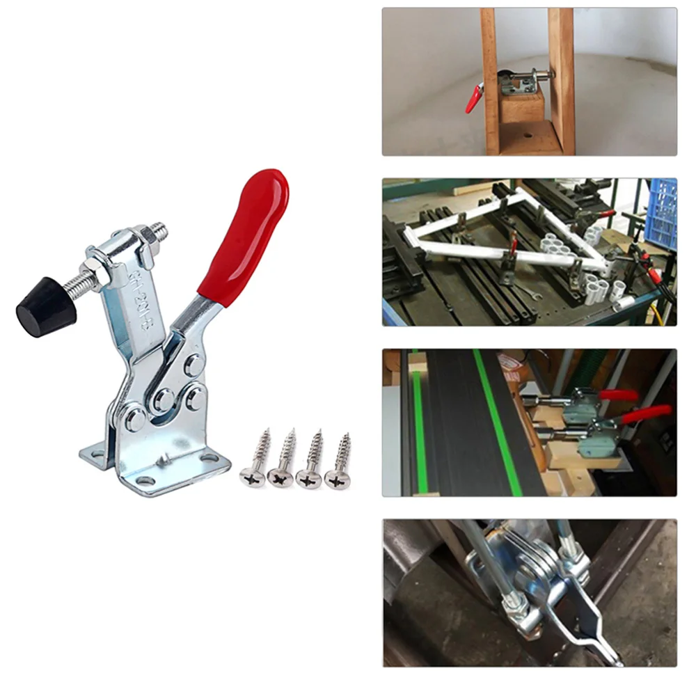 

4pcs Anti-Slip U Shape Metal Horizontal Clamp Quick Release Tool Hand Tool Retracted Clamp Toggle Clamp (Silver)