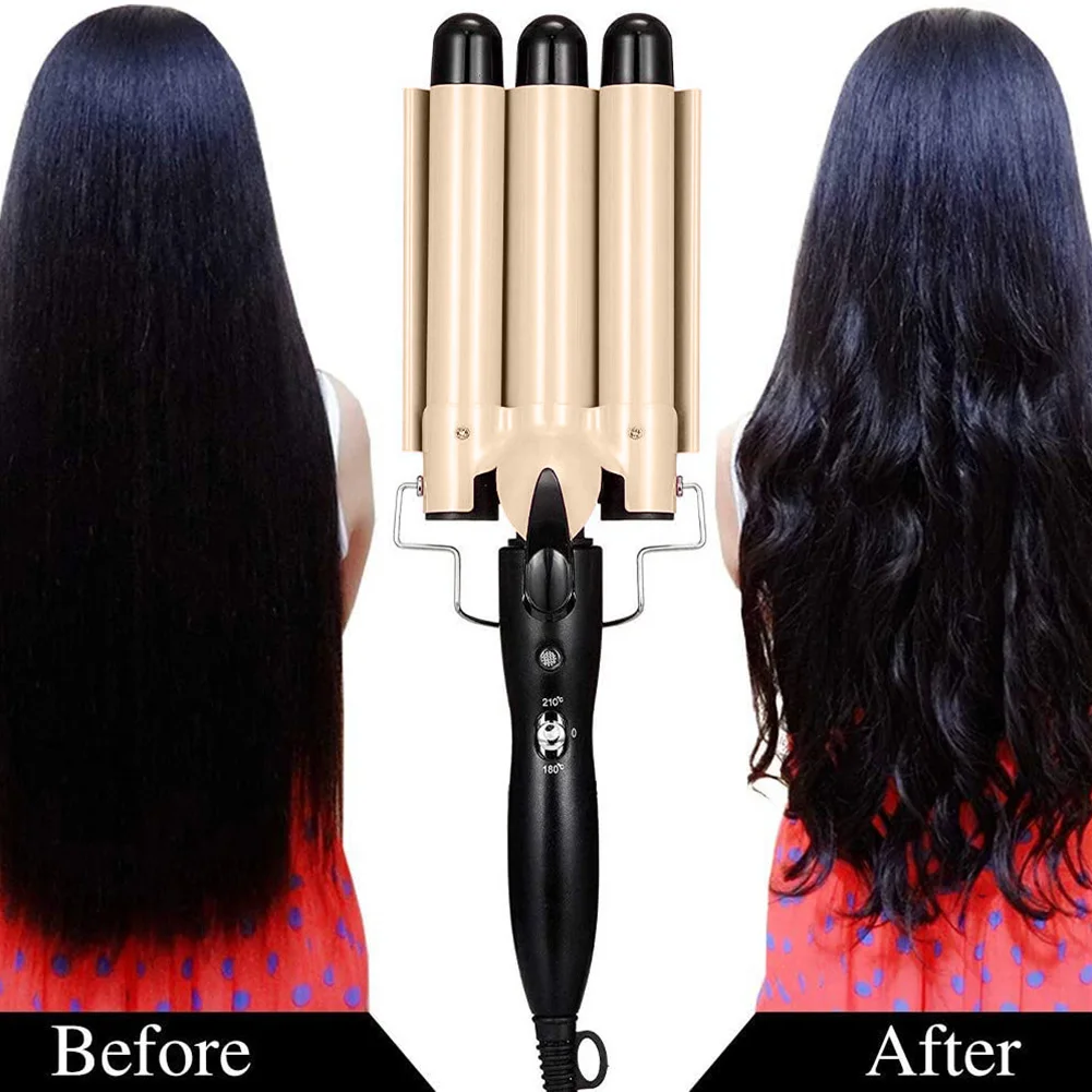 

3 Barrel Hair Curler Home Salon Safety Curling Irons Portable Pro Hair Styler Perm Easy Use Practical Hair Styling Tools