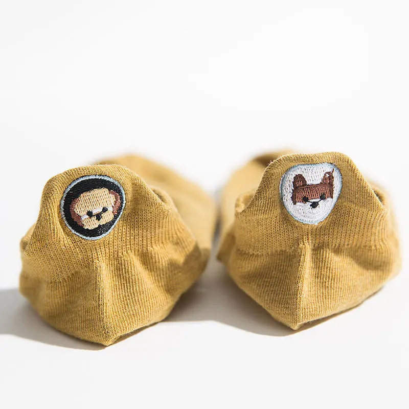 4 пары забавные женские носки с вышивкой в виде милой собаки асимметричные