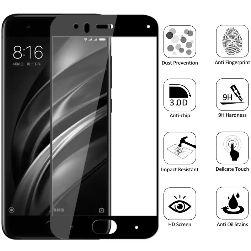 Защитное стекло для экрана xiaomi mi 6 закаленное xiomi xiami xaomi ksiomi xiomi6 mi6 пленка xiaomei xiao my