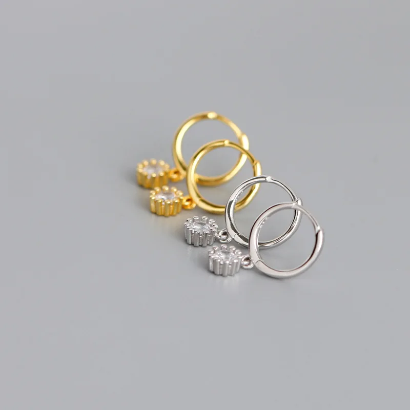 

1Pair Diameter 9mm Piercing 925 Sterling Silver Earrings for Women 2020 Trend Jewelry Zircon Pendant Earrings Gifts for New Year