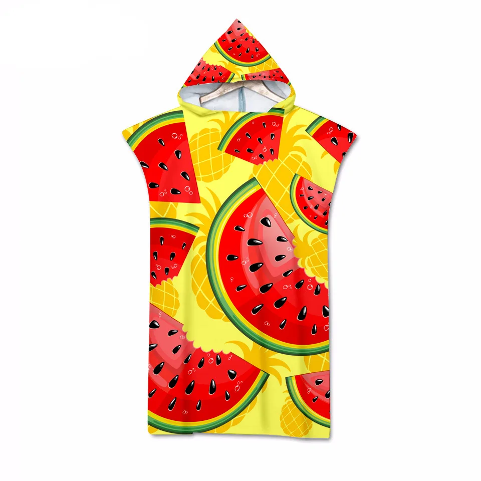 

New Coffee Fruit Double-sided Print Adult Beach Towel Quick Dry Swimming Surf Poncho Bath Towel Wetsuit Change Bathrobe Cape