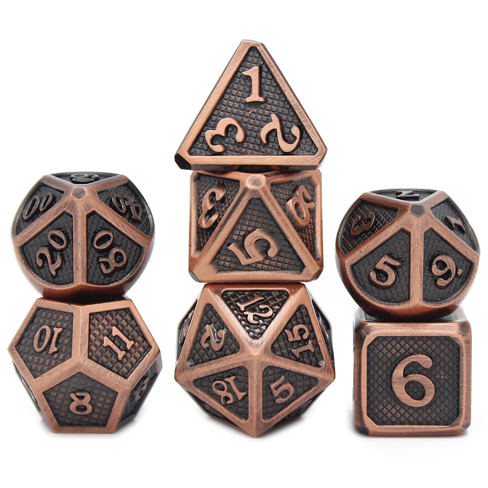 Кубики из многогранного металла цинкового сплава игральные кости Dnd 7 наборов D4 D6