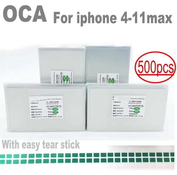 500 шт. OCA Оптический прозрачный клей для iPhone 11 pro X XS XR Max 5 4 6 6s 7 8 plus стеклянная пленка
