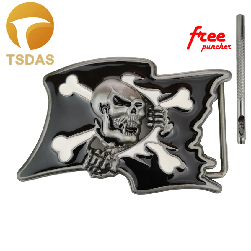 Черная пряжка для ремня с черепом металлической ковбойской головкой пряжкой на