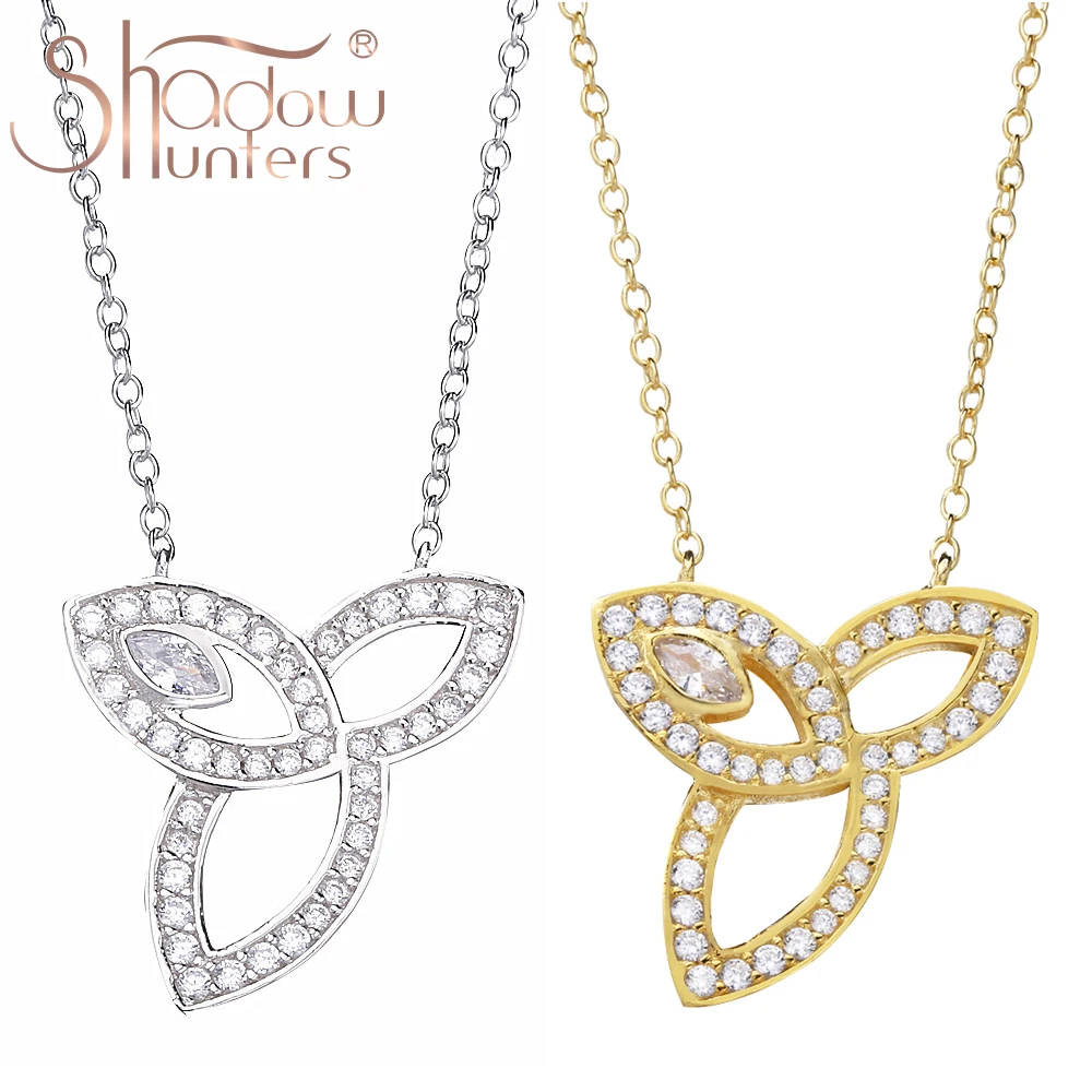 SHADOWHUNTERS Argent 925 Sterling Silver Three Leaves Pendant CZ Necklaces Women Party Fashion Jewelry Gift | Украшения и