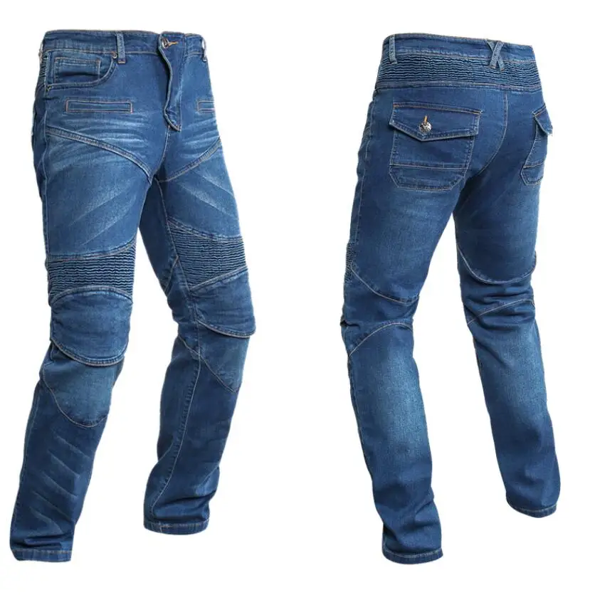 Winter cross country Motorcycle Thicken Plus velvet blue jeans Anti-fall Keep warm Stretch pants Men/Women pants+4 protection MC |