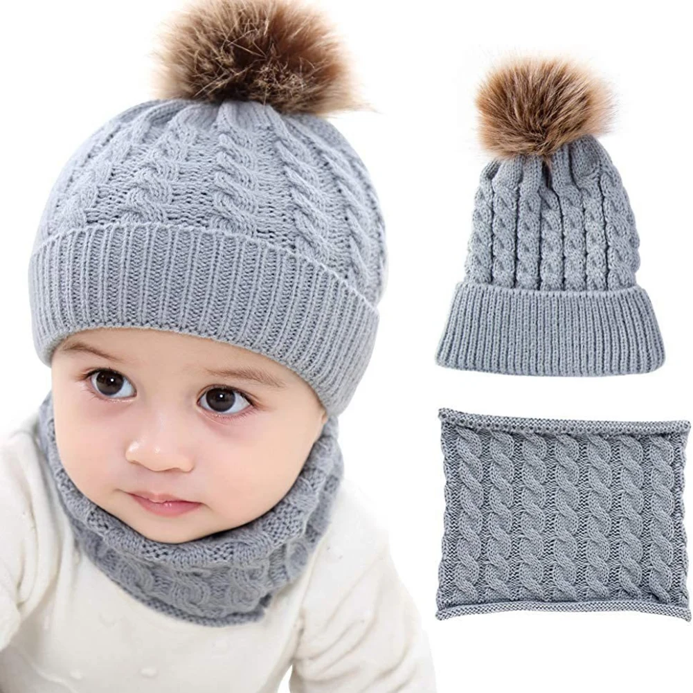 

Children's Girls Boys Hat Scarf Set Knitting Twist Hat Winter Warm Hat Wool Hat