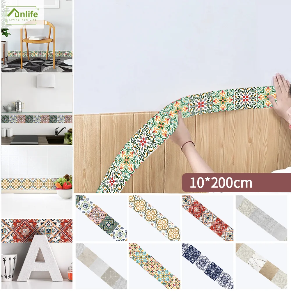 

Funlife® Tile Sticker Waterproof Removable Peel Stick Self-Adhesive Easy Clean Home Decorative DIY Kitchen Bathroom Wall Border