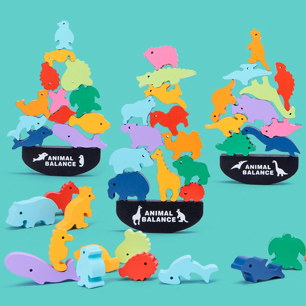 

Сборка игрушка игры головоломки 12 Животные сбалансированный строительные блоки для детей раннего обучения учебных деревянные игрушки