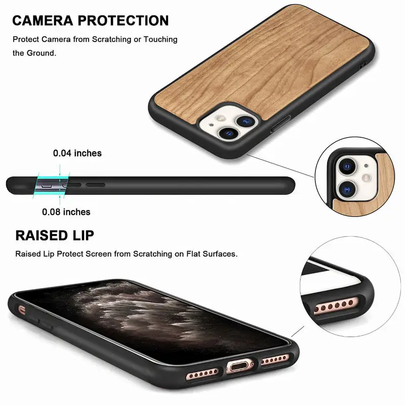 

Luxury Bamboo Wood Grain Case For iPhone 12 Pro Max 11 Pro Max SE2020 XS Max XR X 8Plus 7/6S Plus Soft TPU Edge Shockproof Cover