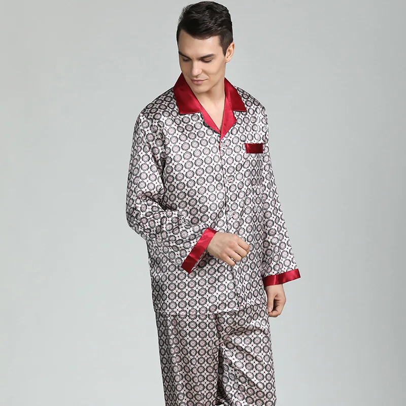 

Men Long Sleeve Print Fashion Suit Pajamas Soft Home Wear Large Size Loose Pyjamas