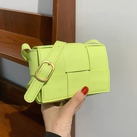 mini woven square flap crossbody bags for women 2021 new pu leather womens designer handbag luxury shoulder messenger bag green