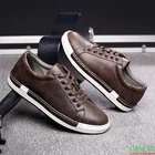 Мужские кожаные кроссовки, качественная повседневная спортивная обувь, корейский стиль, большие размеры 47 48, на осень