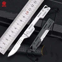1pcs stainless steel utility knife mini folding knife outdoor camping tactics emergency medical scalpel edc portable no blade