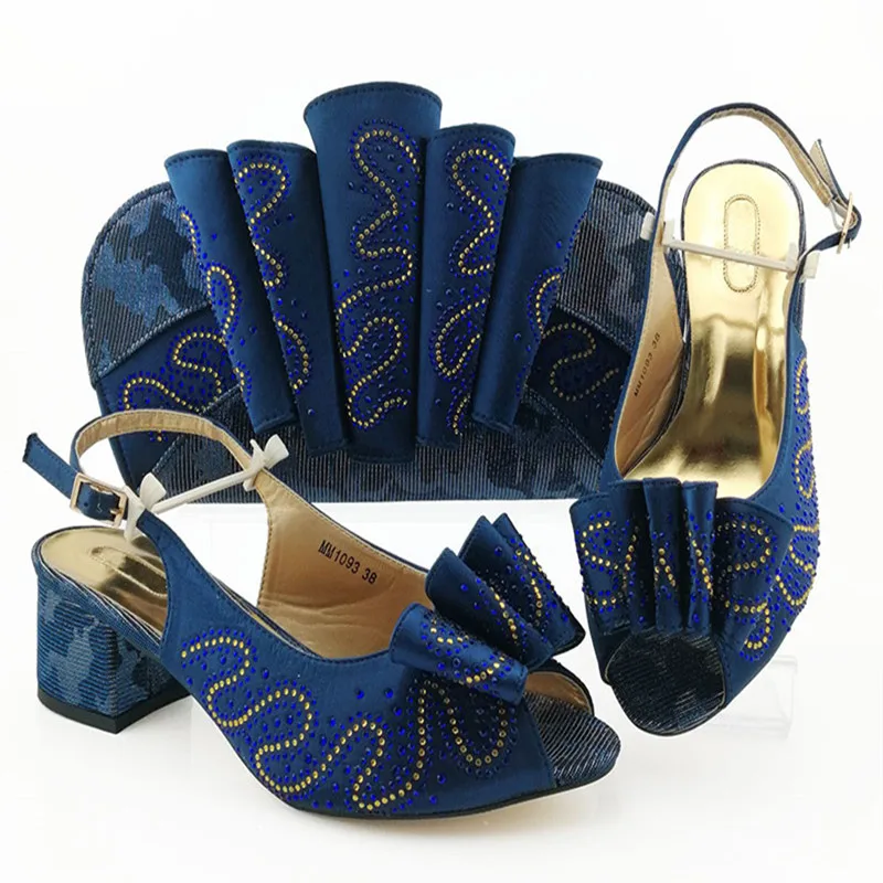 Dark Blue Capputine/Модный свадебный простой комплект из обуви и сумки; женские вечерние туфли-лодочки в африканском стиле и сумочка в комплекте - Цвет: Dark Blue