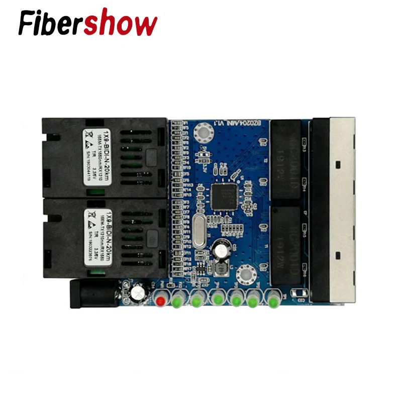 Ethernet волоконный коммутатор 4 RJ45 2 SC оптический медиа конвертер одномодовый порт PCB