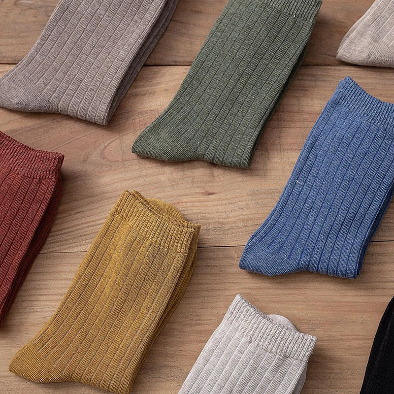 

Solid Colors Women Cotton Socks Japanese Loose Socks High School Girls Harajuku Socks Striped yellow blue black grey green