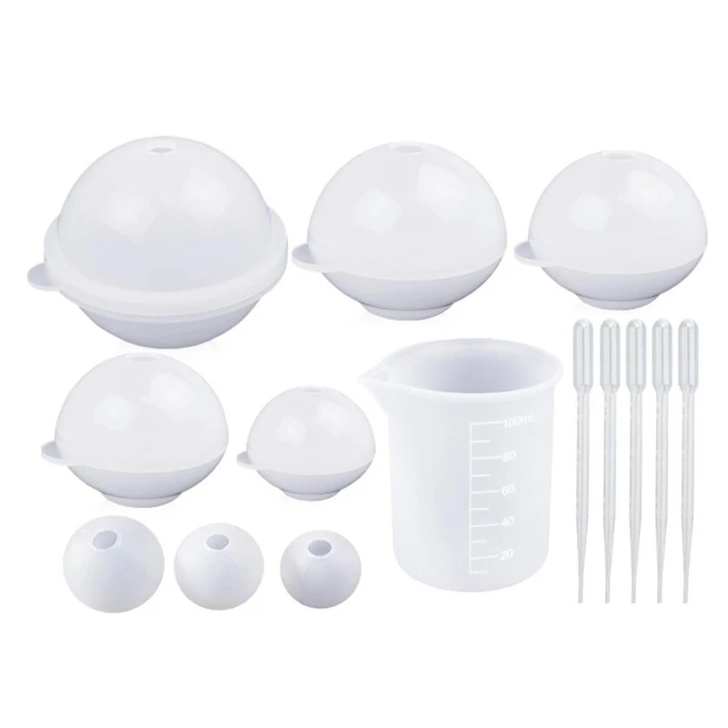 

Spherical Silicone Resin Mold Set Sphere Silicone Mold Suitable for Polymer Clay Craft Resin Temptation Jewelry Making