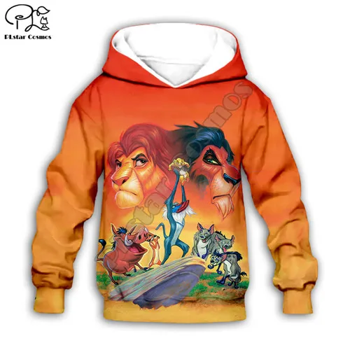 Kids hoodies Детские толстовки на молнии с объемным принтом «Король Лев»; толстовки с капюшоном и Simba с героями мультфильмов; штаны; одежда для маленьких мальчиков и девочек; HAKUNA MATATA mufasa - Цвет: Kids hoodies