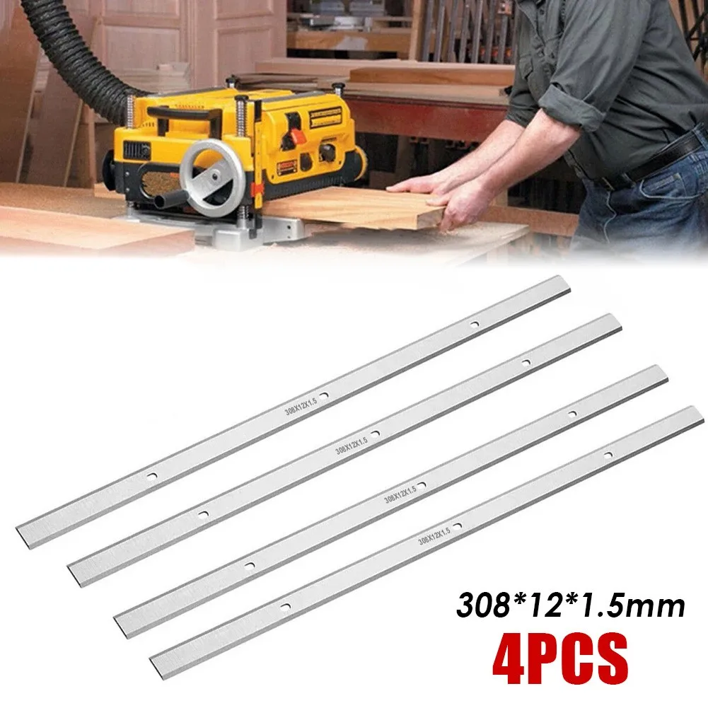 

4Pcs 308mm HSS Planer Blades 308*12*1.5mm Wood Planer Knives Woodworking Power Tool Parts For Metabo DH330 DH316 Double Edge