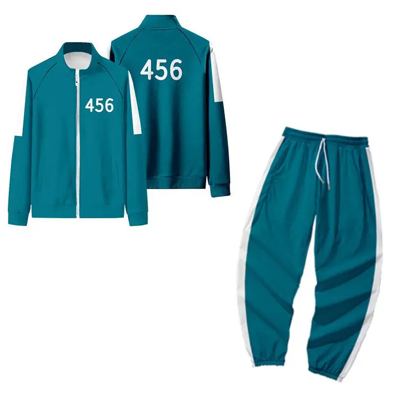 

Squid Game Men Women Costumes Cosplay Sports Zipper Cardigan Digital 456Printing Pattern Pocket Jacket Pants Sweatshirts Set