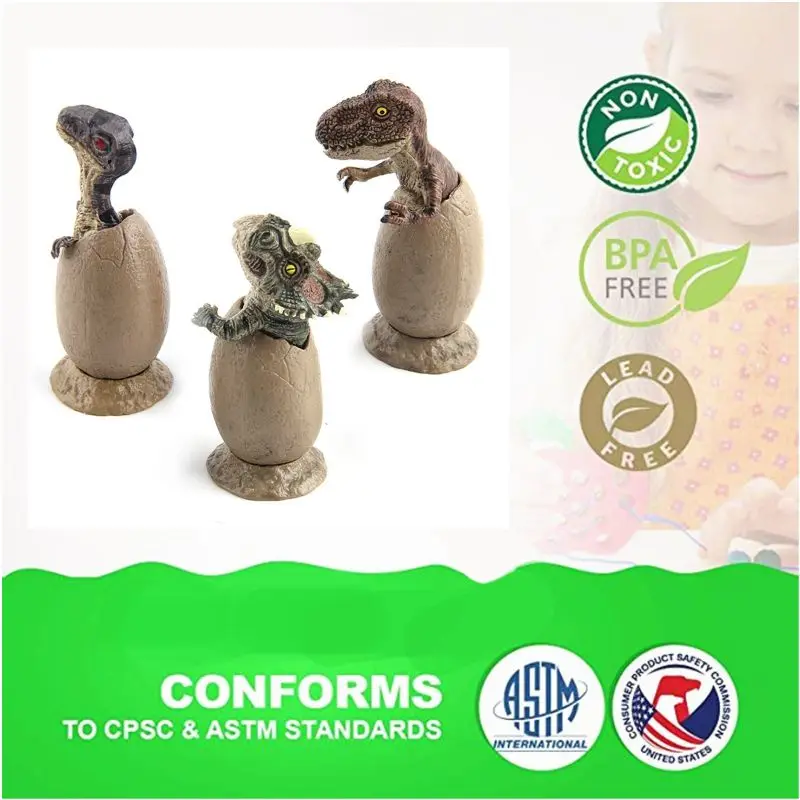 

3pcs/Set Mini Hatching Dinosaur Egg Kids Toy Growing Dinosaur Baby Action Figure