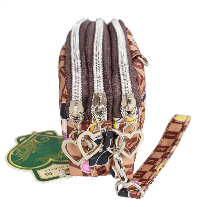 Мини для женщин Дамская сумочка милые 3 слоя Молнии Сумочка монет клатч сумка