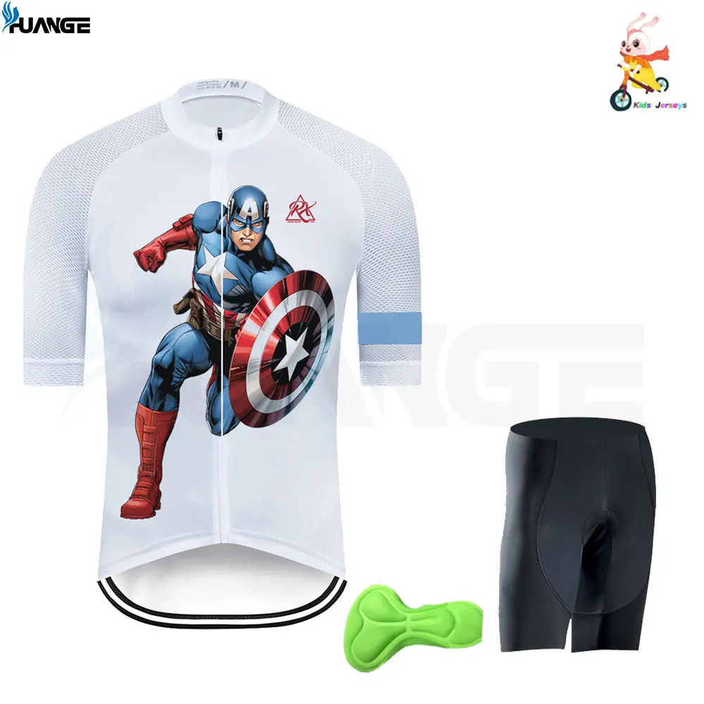 Детская одежда для велоспорта с супергероями комплект коротким рукавом