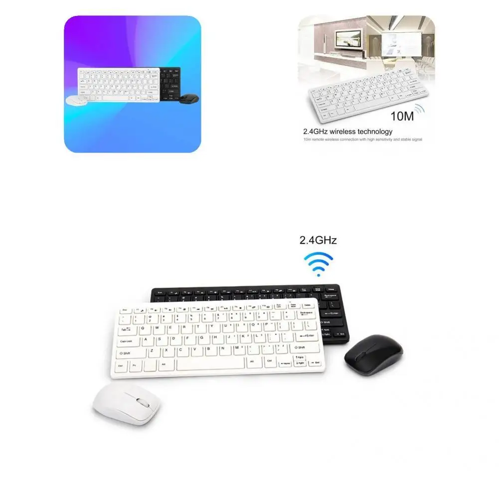 

HD Characters 2Pcs/Set Beautiful 2.4Ghz Ultra Thin Office Keyboard ABS Office Mouse Silent for Home