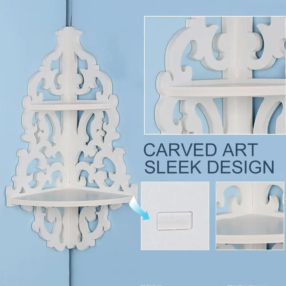 Винтажный цветочный декор белая деревянная настенная угловая полка для хранения