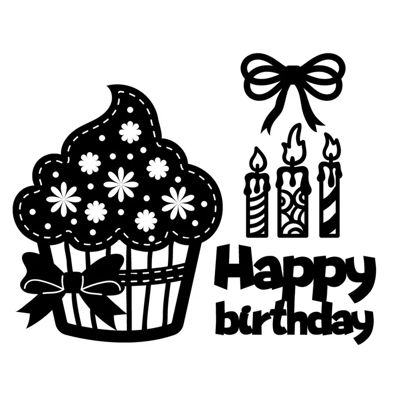 GJCrafts С Днем Рождения Торт Металлические Стальные режущие штампы трафарет для DIY