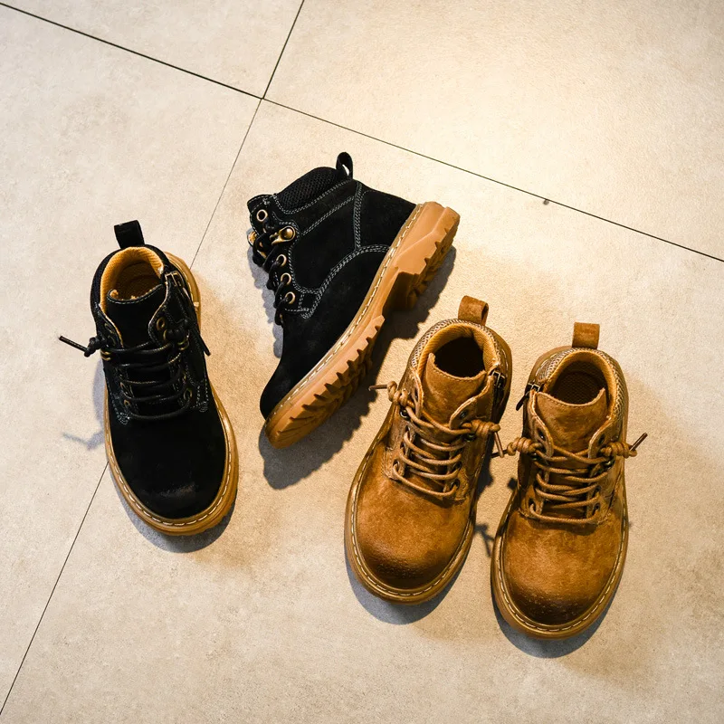 Детские кожаные ботинки Dolakids для осени и зимы новые модные мартинсы мальчиков