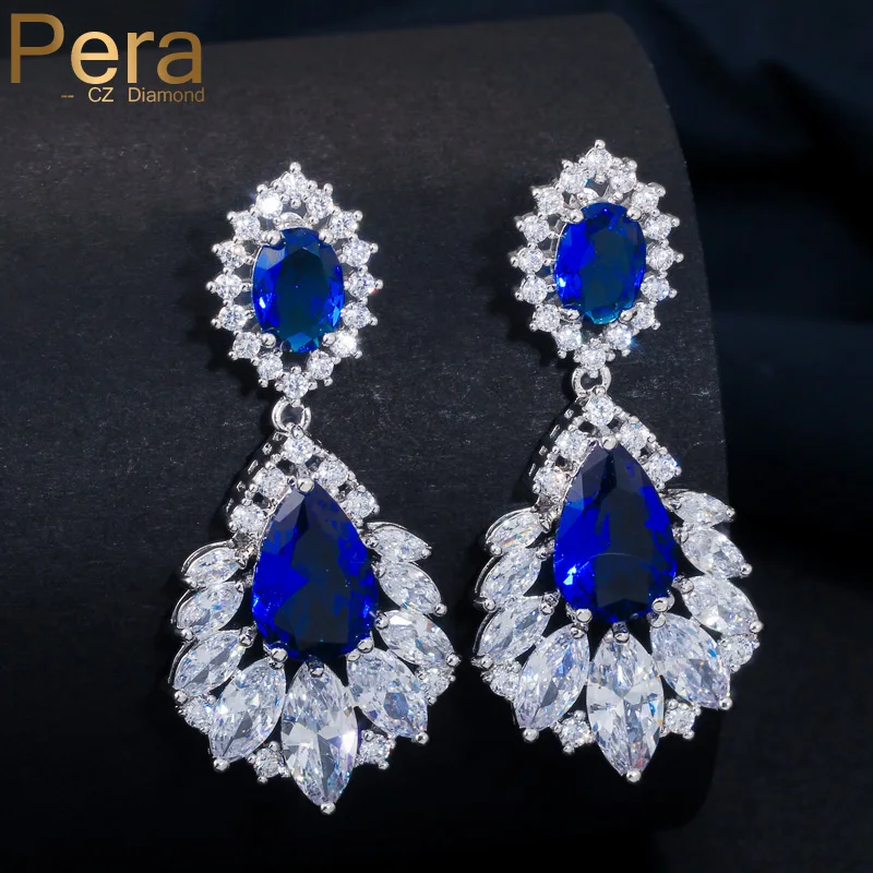 Женские длинные сережки подвески Pera крупные серьги цвета белого золота с