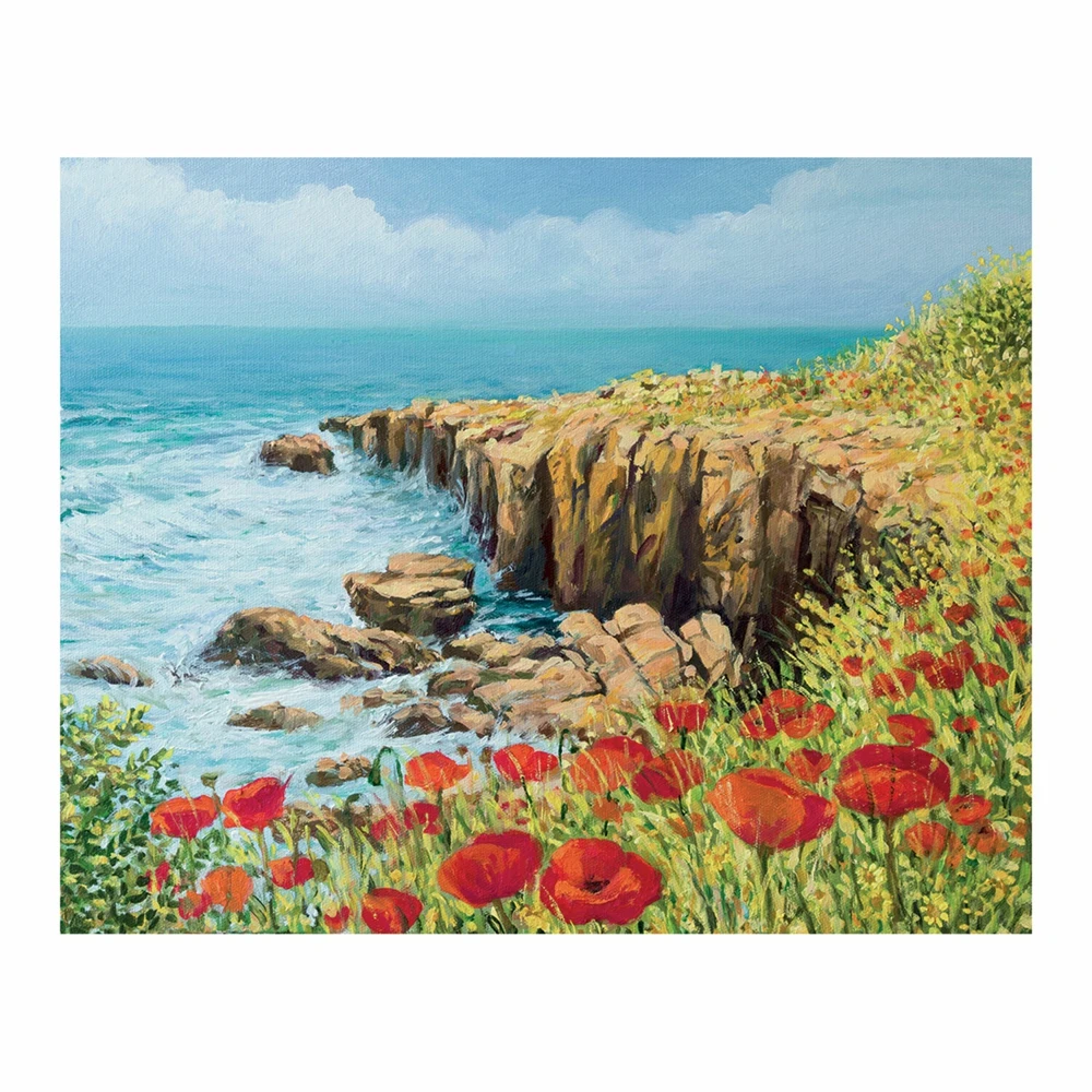 Холст на картоне с контуром Brauberg Art Classic Цветы И Море 30х40 см грунтованный хлопок
