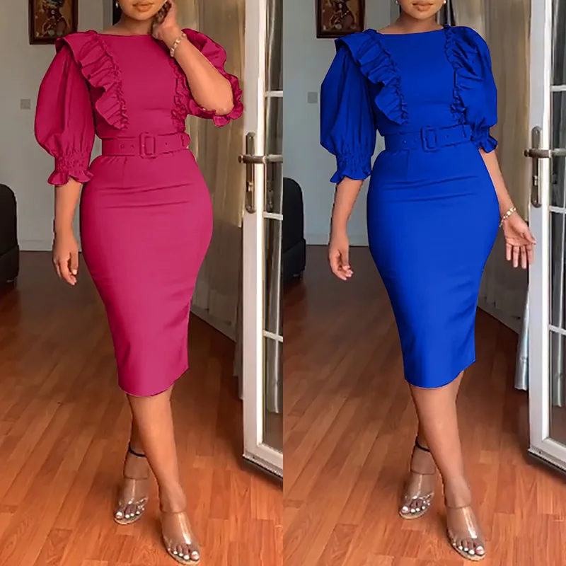 

BAZIIINGAAA Plus Size Evening Dresses Women With Long Sleeve V Neck Polyester Fabric is Stretch Fashion Women Clothes Dresses