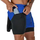Шорты мужские для бега и фитнеса, быстросохнущие пляжные короткие штаны, 2 в 1, летняя спортивная одежда для воркаута