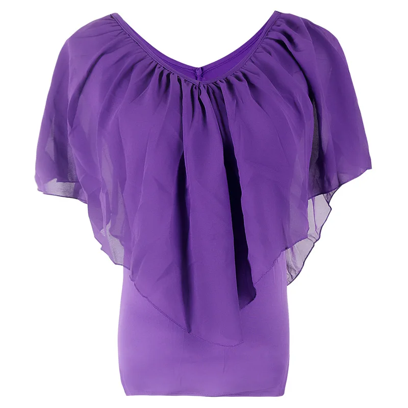 

European and American Chiffon Batwing Sleeve Stitching T-shirt Top for Women Graphic T Shirts Shirts for Women Skull T Shirt
