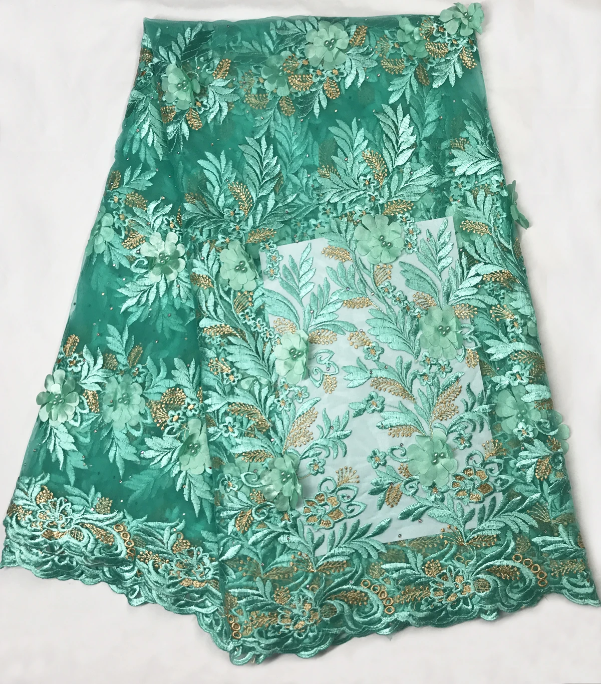 

French Net Lace Fabric 2018 Latest African Lace Fabric with Embroidery Mesh Tulle Lace Fabric High Quality Nigerian Lace W003