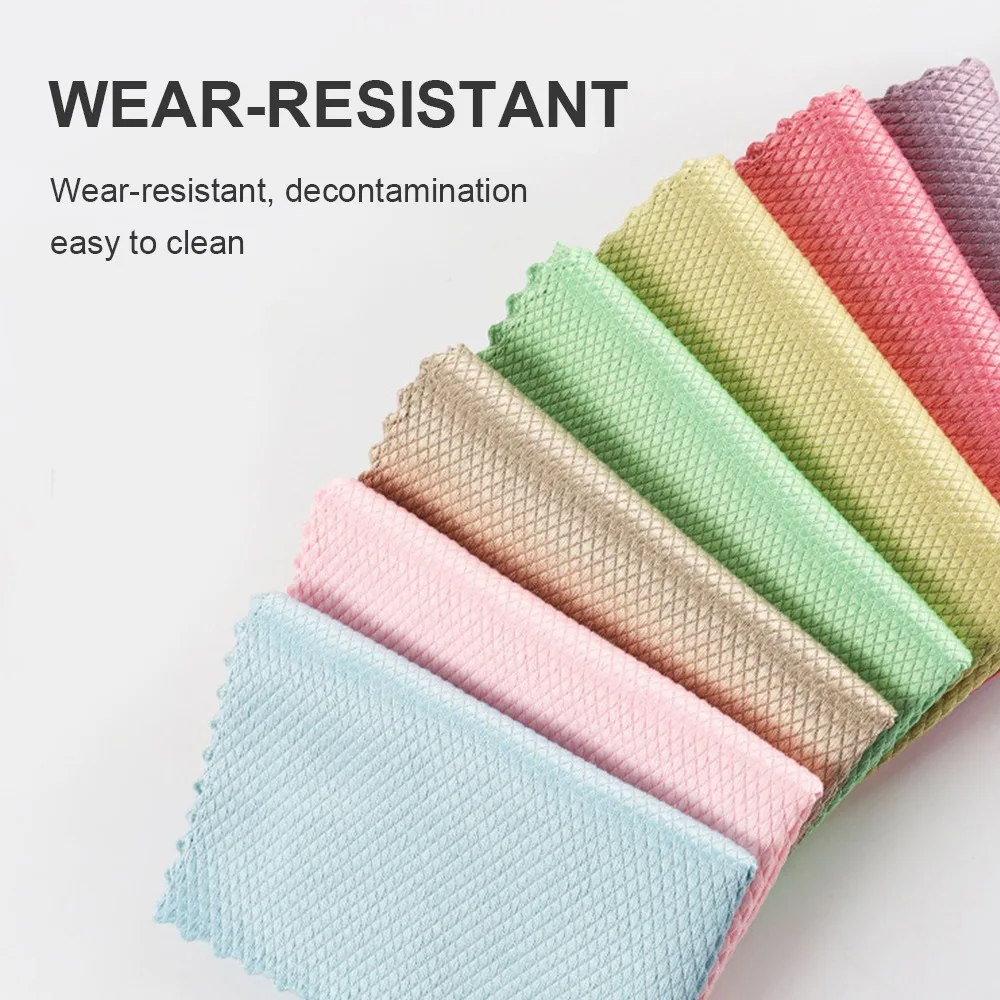 

Efficient Microfiber Fish Scale Wipe Cloth Anti-grease Wiping Rag Super Absorbent Home Washing Dish Kitchen Cleaning Towel