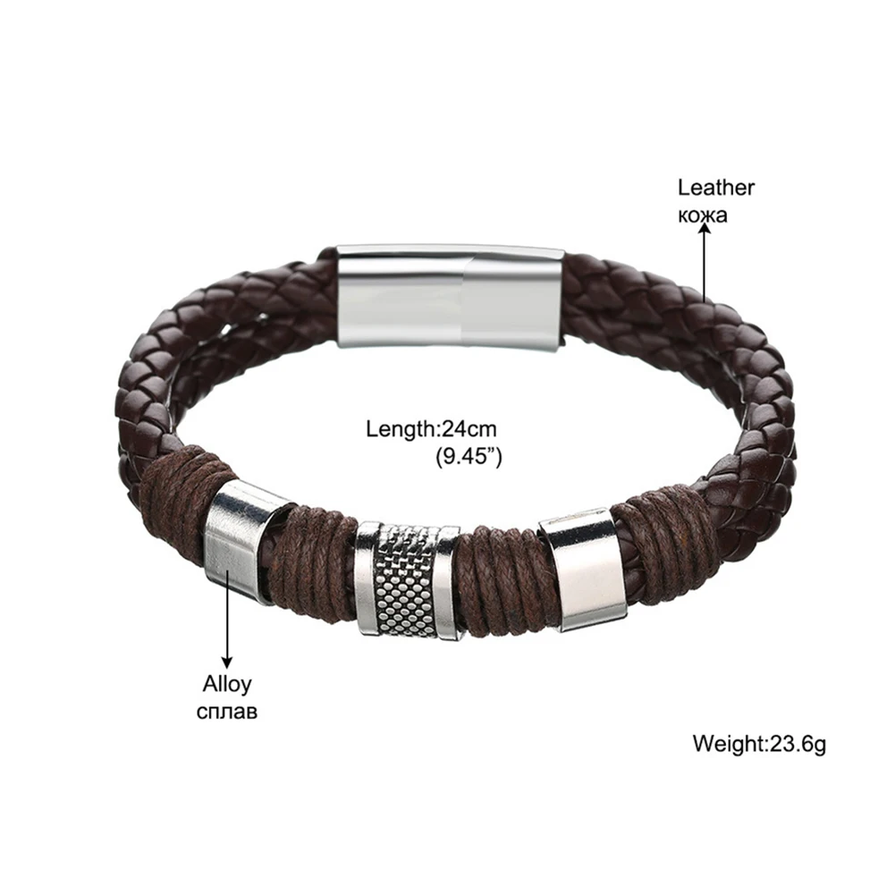 Мужской и женский браслет из сплава кожи с плетеной застежкой ювелирные изделия