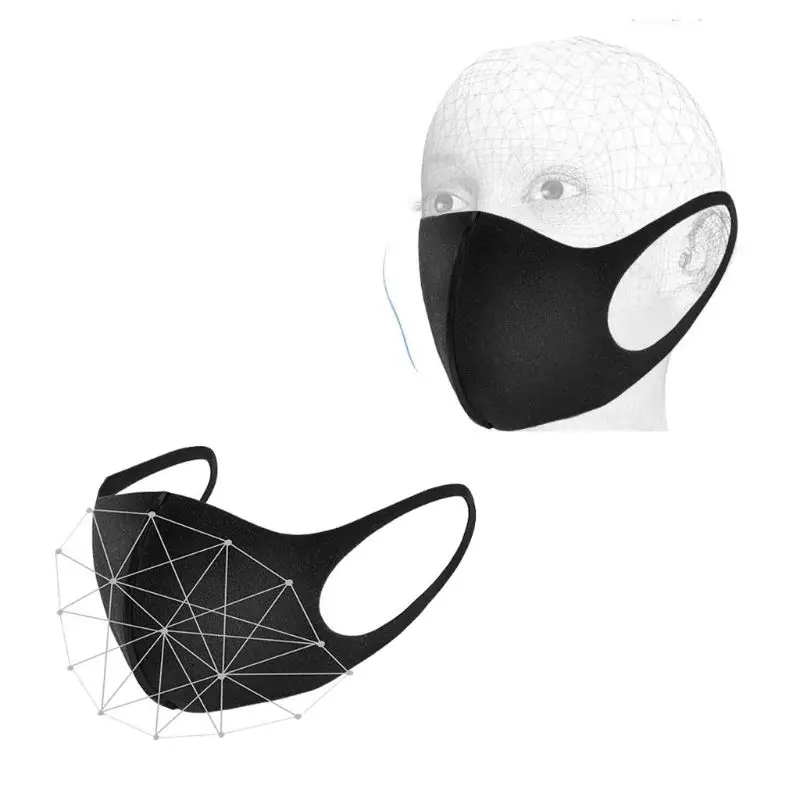 

3D Black Sponge Mouth Mask Washable Dustproof Reusable Face Mask Adult Mask