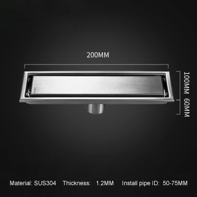 LF66010-10x20cm Mid LF66010 304 нержавеющая сталь Невидимый водосток пола Ванная комната Душ пол длинный дренаж квадратная душевая комната трап - Цвет: LF66010-10x20cm Mid