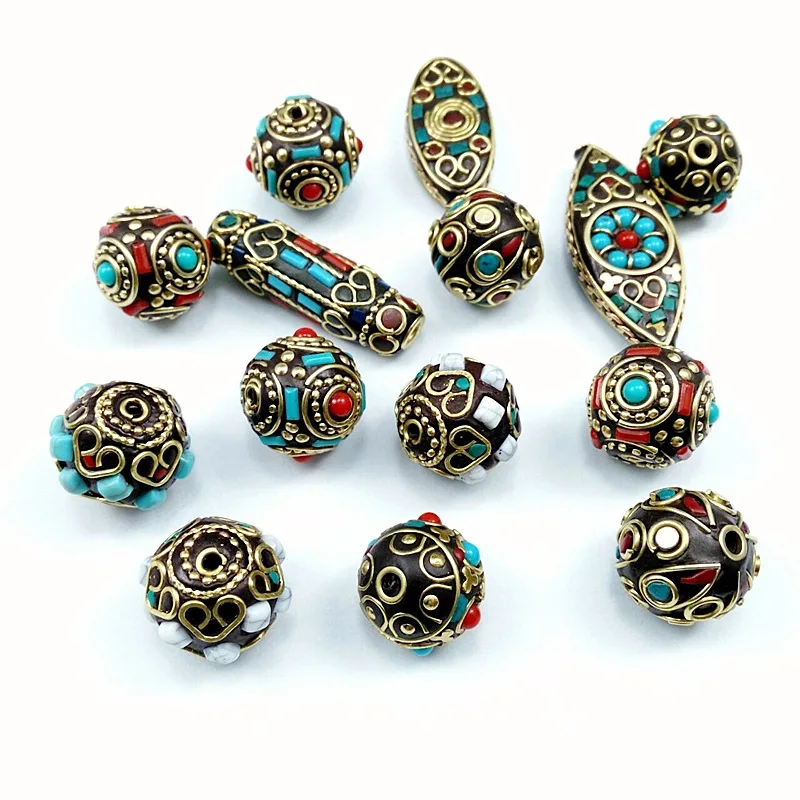 Микс 10 штук оптовая вкладка Непала Медные бусины разных форм подвески для изготовления ювелирных изделий бисерной работы ожерелья компоненты ДИЙ
