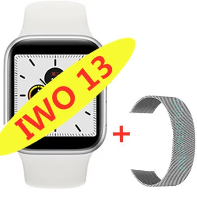 add steel strap IWO 13 умные часы серии 5 1:1 44 мм Ip68 Водонепроницаемые для apple iPhone 11 MAX IOS Android smartwatch для женщин и мужчин PK IWO 10/11/12 - Цвет: add steel strap