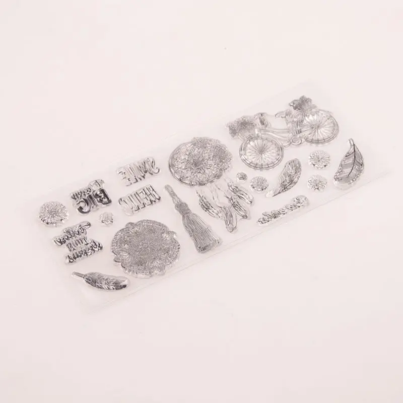 Велосипед перо силиконовый прозрачный печать штамп DIY Скрапбукинг рельефная