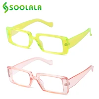 soolala 2pcs rectangle women blue light blocking reading glasses female transparent eyewear presbyopic farsighted reader glasses
